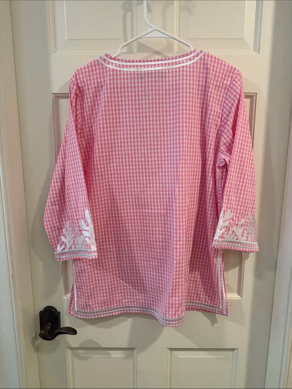 Gretchen Scott Designs Pink Gingham Tunic with White Embroidery - Picture 4 of 11